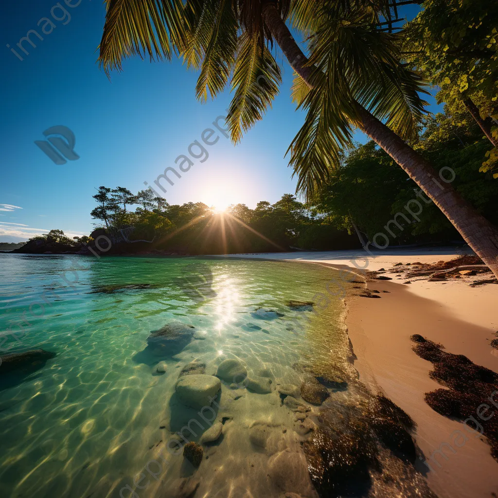 Tropical island with white sand and turquoise waters at sunrise - Image 3