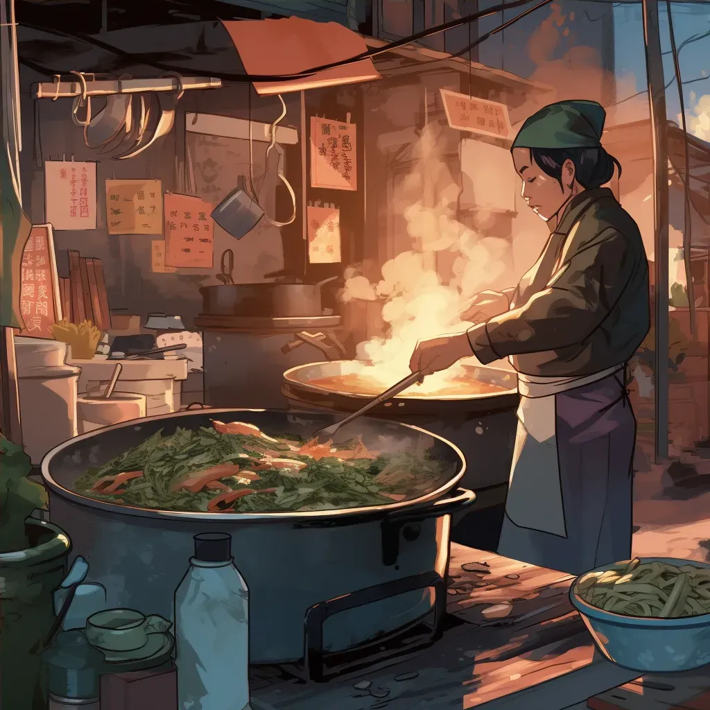 Vietnamese pho vendor at dawn preparing broth - Image 4