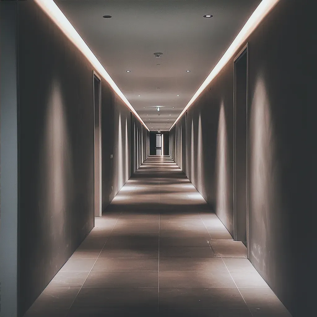 Dimly Lit Minimalist Corridor