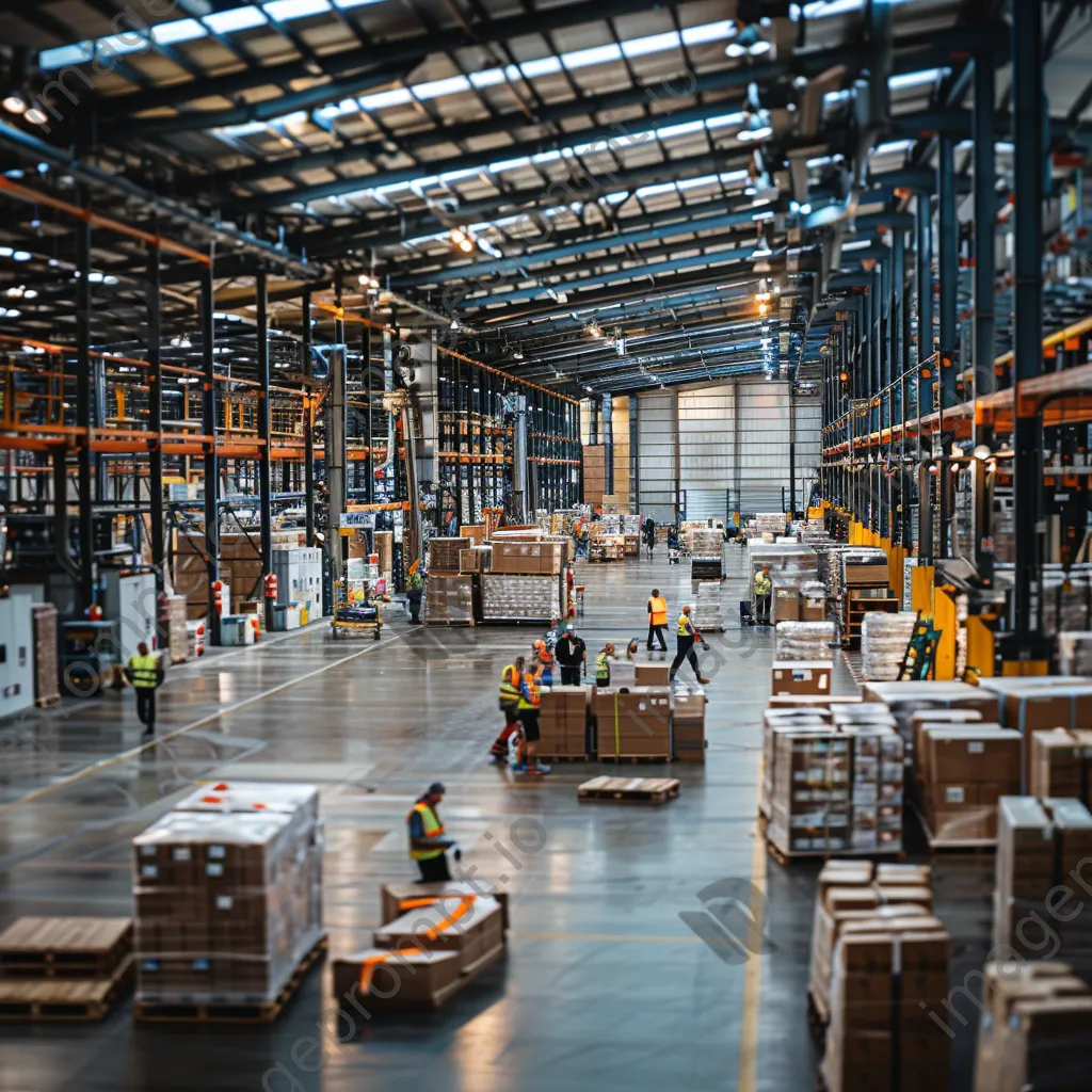 Busy warehouse with pallets and employees actively moving - Image 3