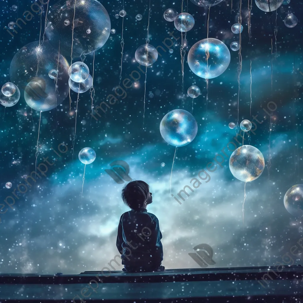 Double exposure of a child with balloons and stars - Image 3