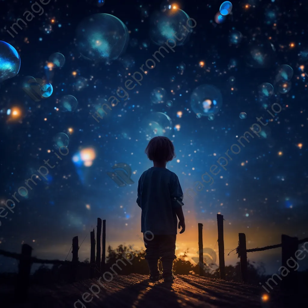 Double exposure of a child with balloons and stars - Image 4