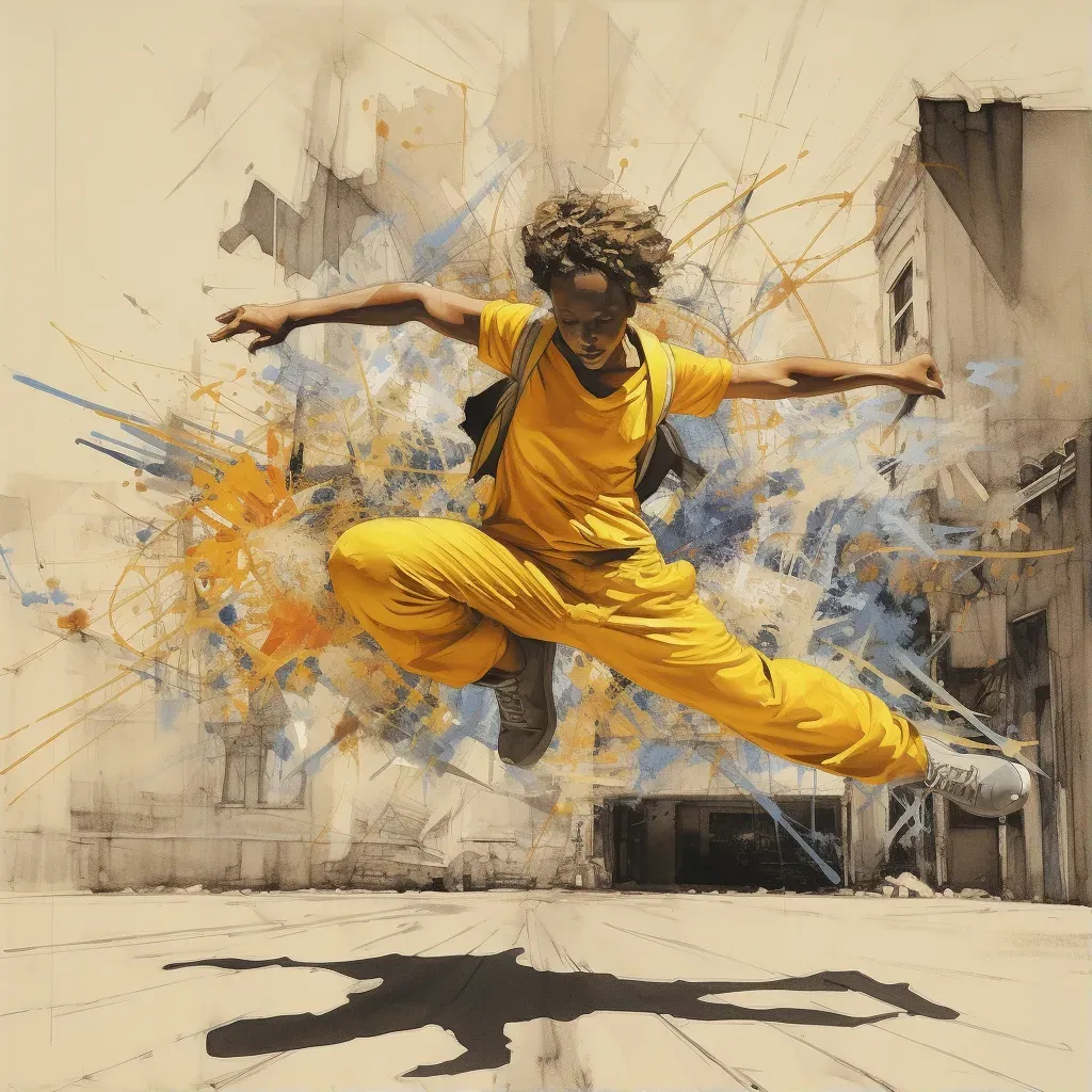 Energetic Dancer Performing Hip Hop under Street Art - Image Generated - Image 1