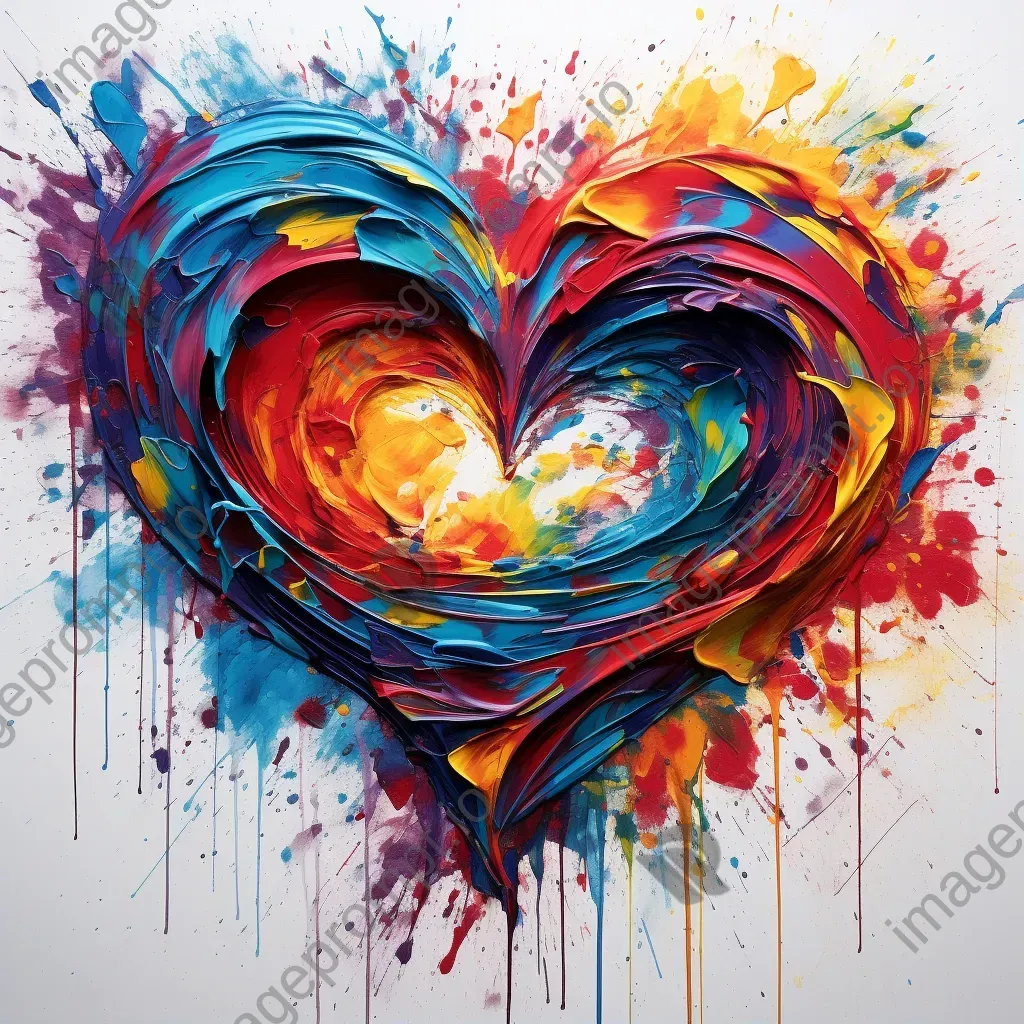 Abstract vivid color splash painting of a heart shape symbolizing the chaos of love - Image 1