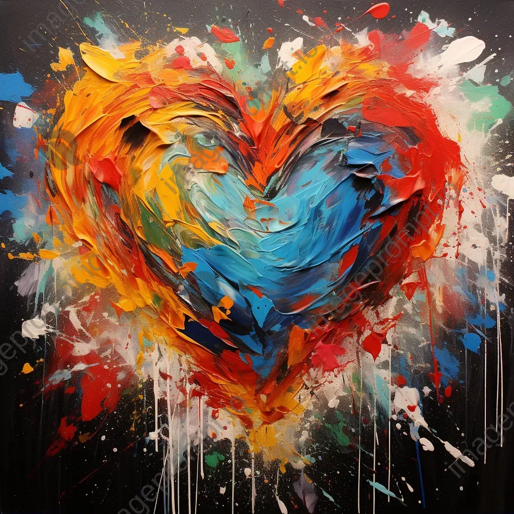 Abstract vivid color splash painting of a heart shape symbolizing the chaos of love - Image 2