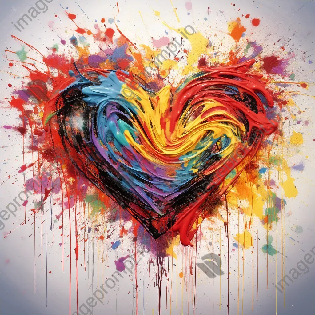 Abstract vivid color splash painting of a heart shape symbolizing the chaos of love - Image 4