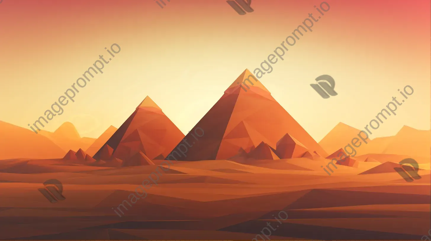 Stylized Egyptian pyramids in geometric, low poly style - Image 1