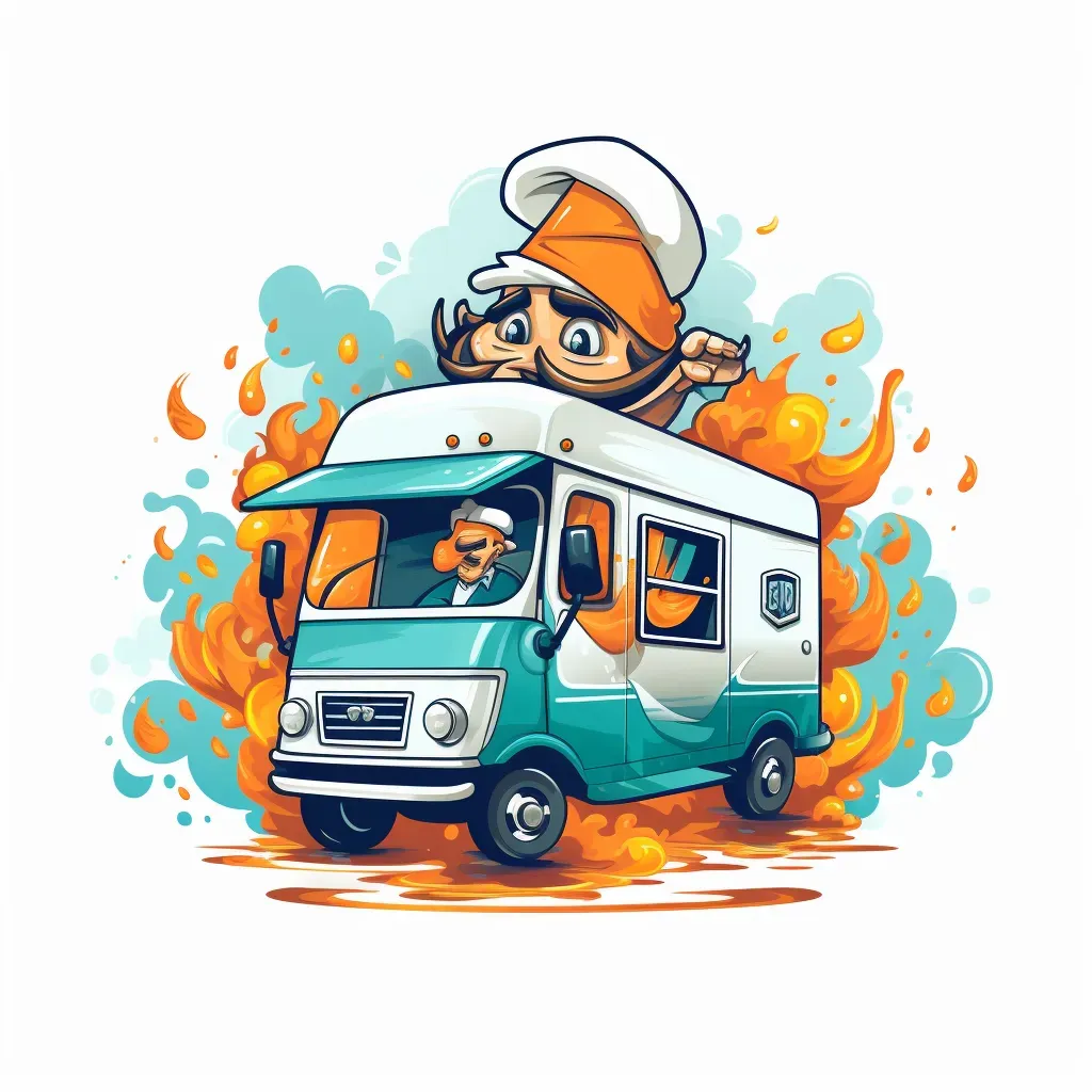 Quirky truck chef food truck logo in vibrant colors - Image 1