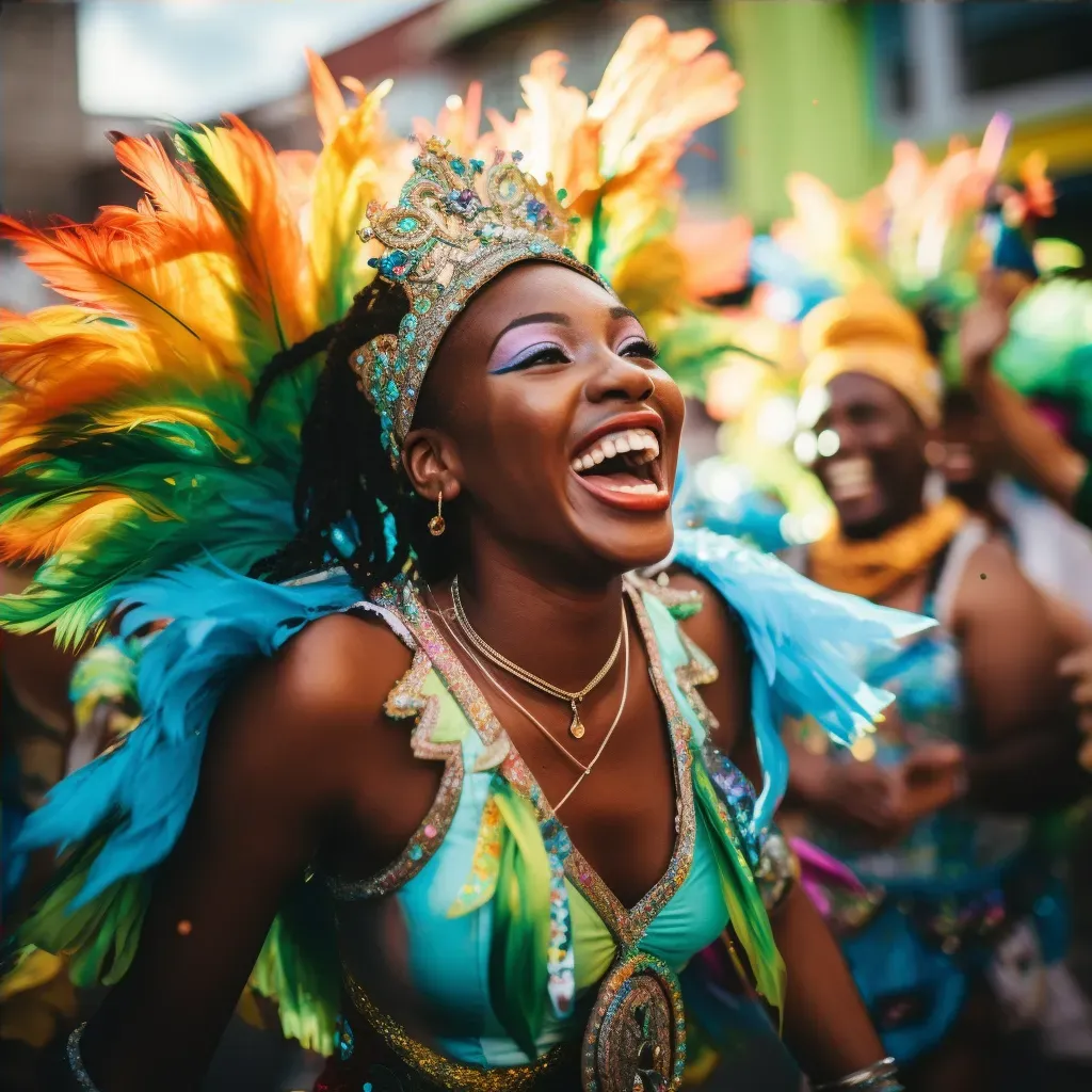 Town carnival with locals in colorful costumes celebrating with music and dance - Image 4