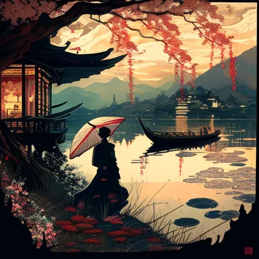 Illustration of blend of artistic styles in landscape painting - Image 3