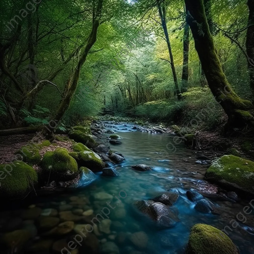 Long exposure photo of a flowing river in a forest - Image 2