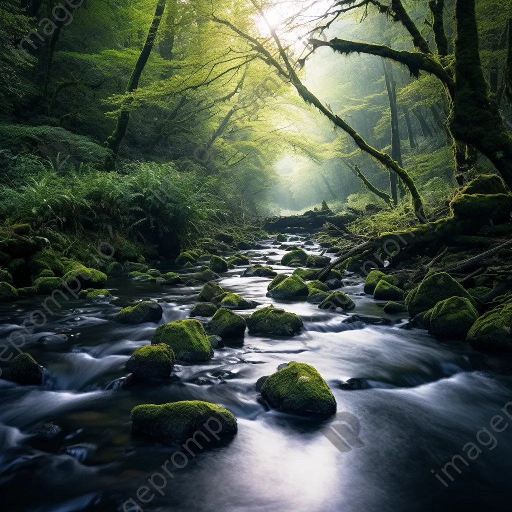 Long exposure photo of a flowing river in a forest - Image 3