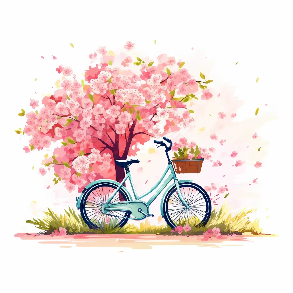 Springtime bike ride with blossoming trees logo - Image 1