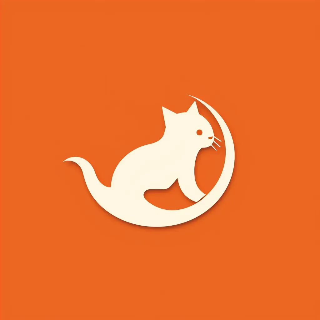 Cat in Fish Negative Space Logo