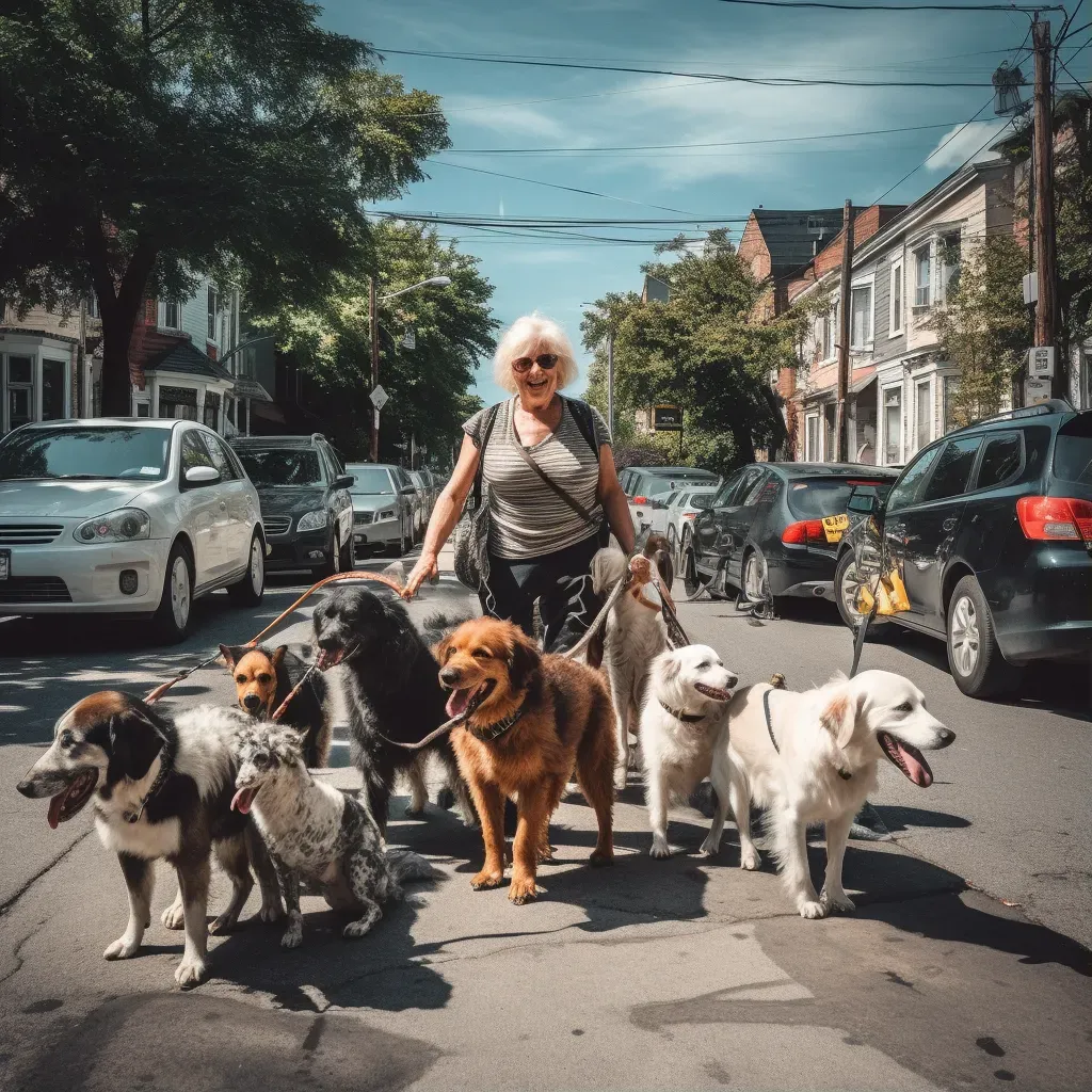 Dog Walker Street Scene