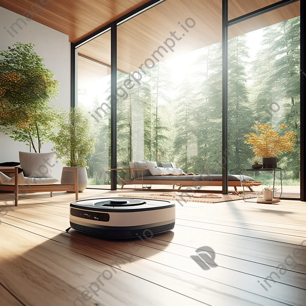 Robotic vacuum cleaner operating in a modern home - Image 1