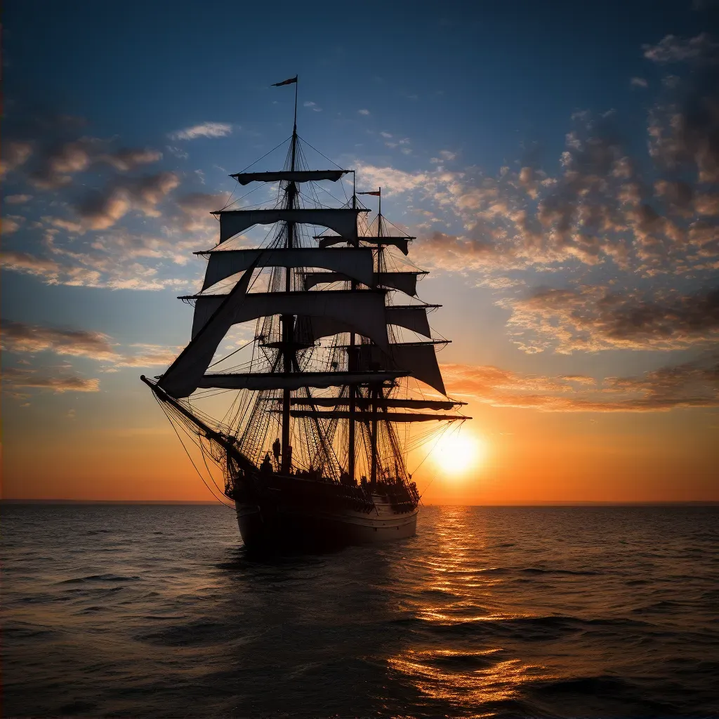 Tall ship sunset silhouette - Image 2