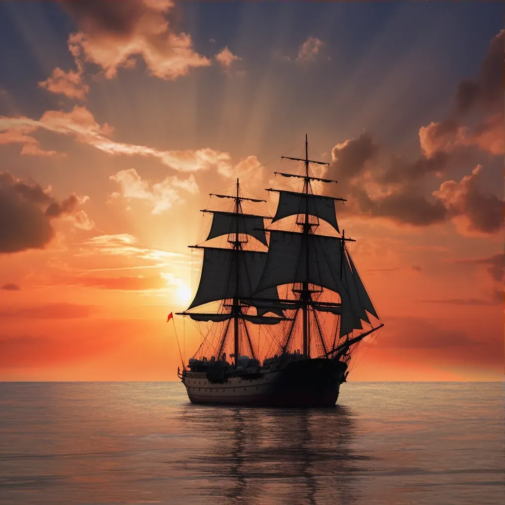 Tall ship sunset silhouette - Image 3