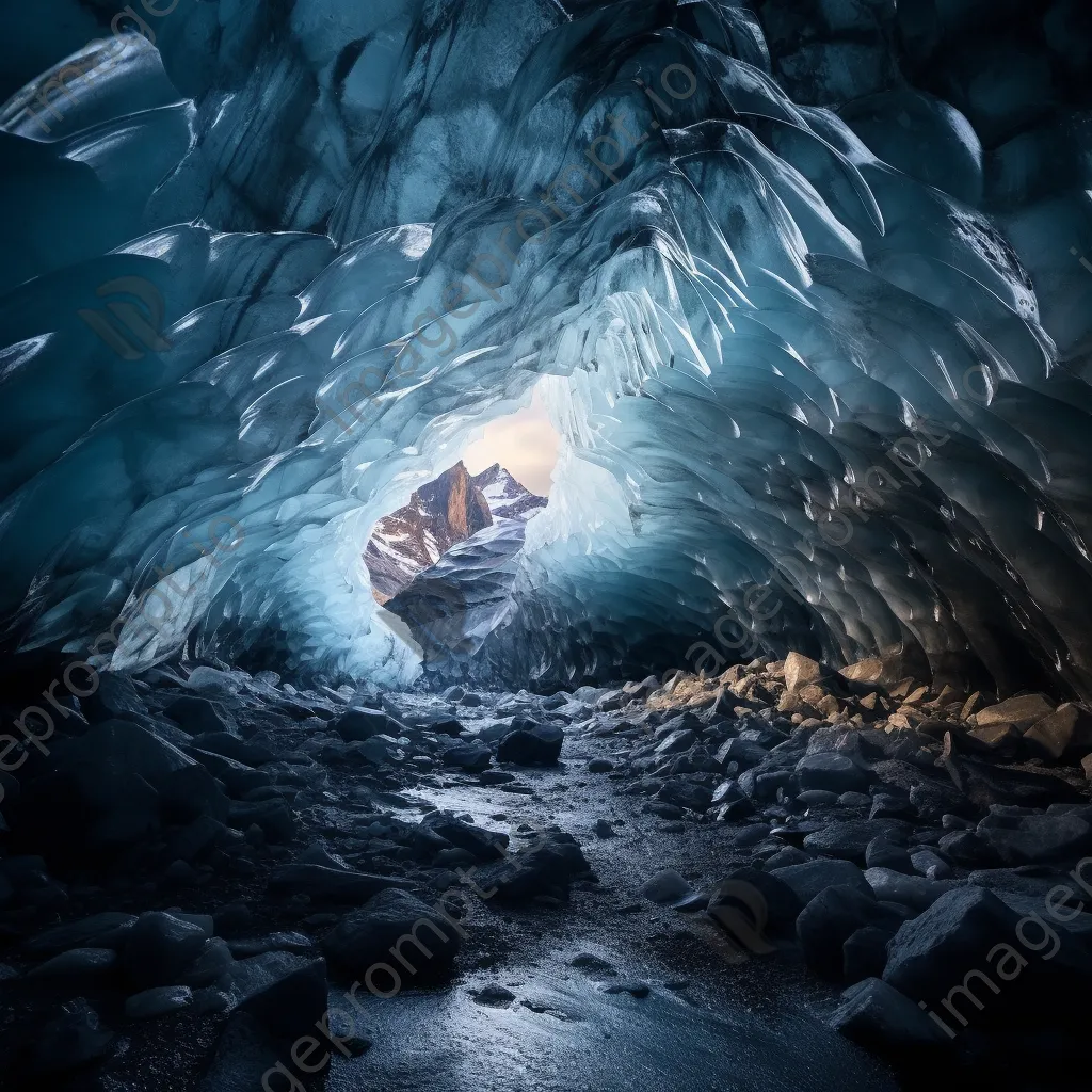 Intricate crystal formations inside a glacier cave with dynamic lighting - Image 2