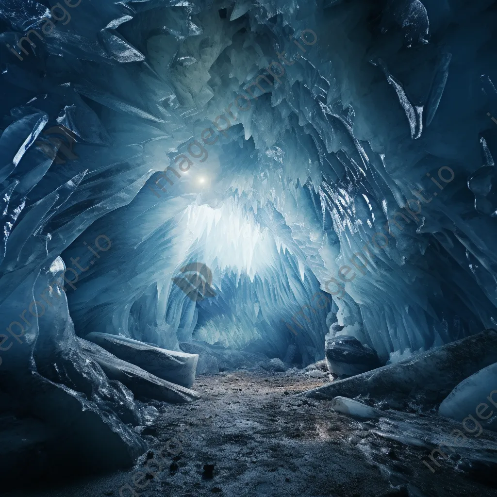 Intricate crystal formations inside a glacier cave with dynamic lighting - Image 4