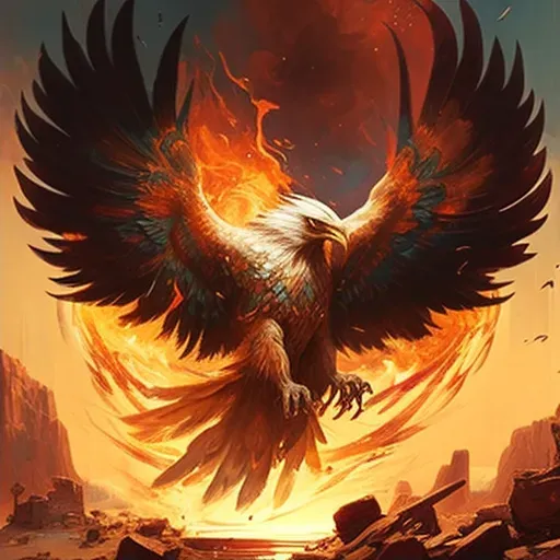 Artistic depiction of phoenix rising from ashes, symbolizing rebirth and renewal - Image 2