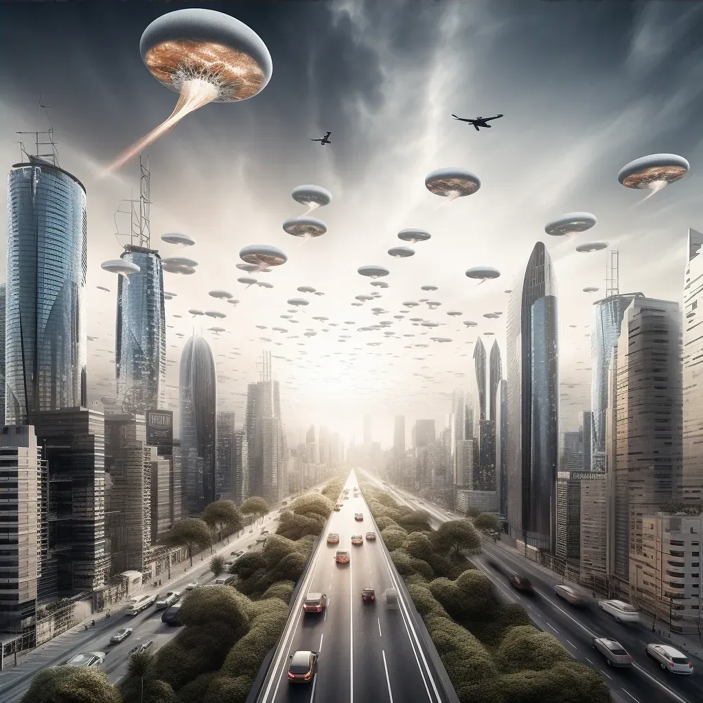 Futuristic city with flying cars and drone deliveries - Image 4