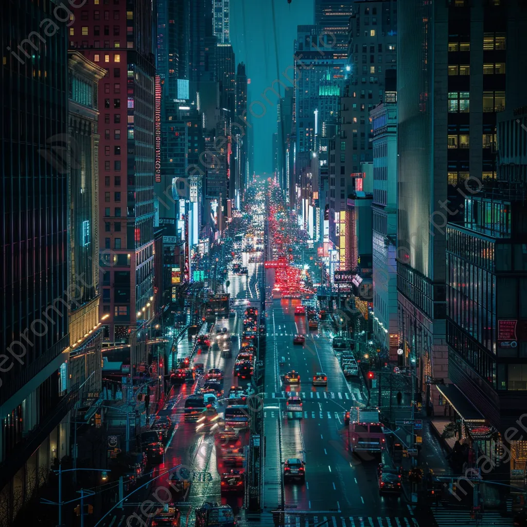 Long exposure city nightscape with light trails from moving cars - Image 4