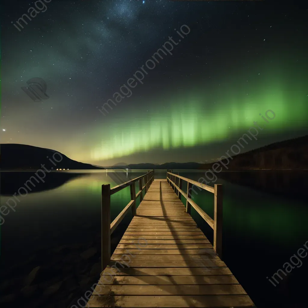 Northern lights lakeside pier - Image 4