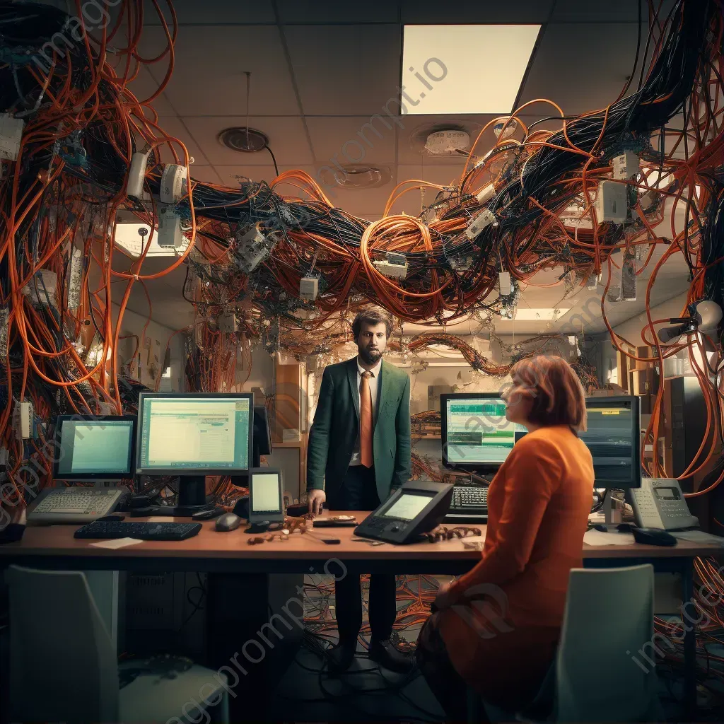 Humorous office scene with computer errors - Image 1