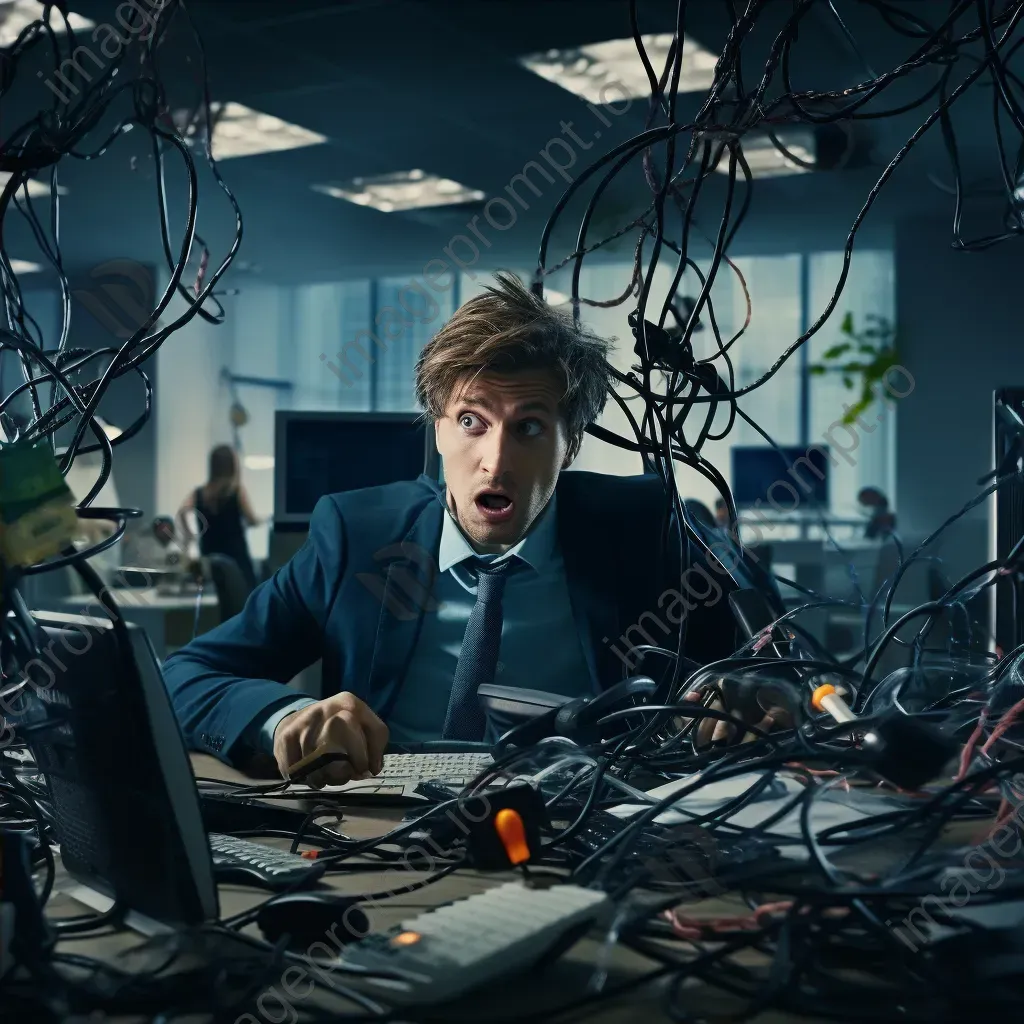 Humorous office scene with computer errors - Image 4