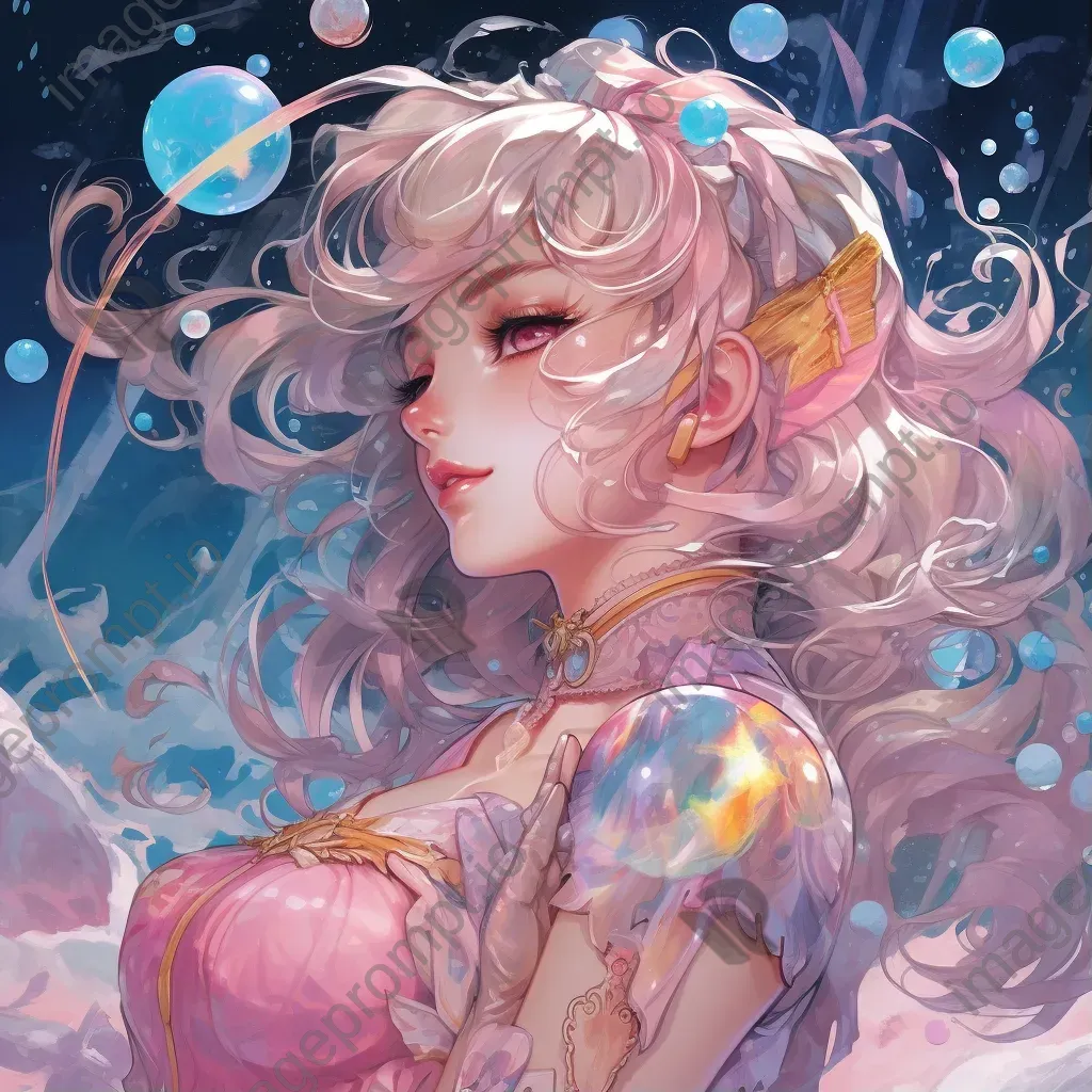 Dreamy, manga-style artwork showcasing a magical transformation scene with sparkling details - Image 1