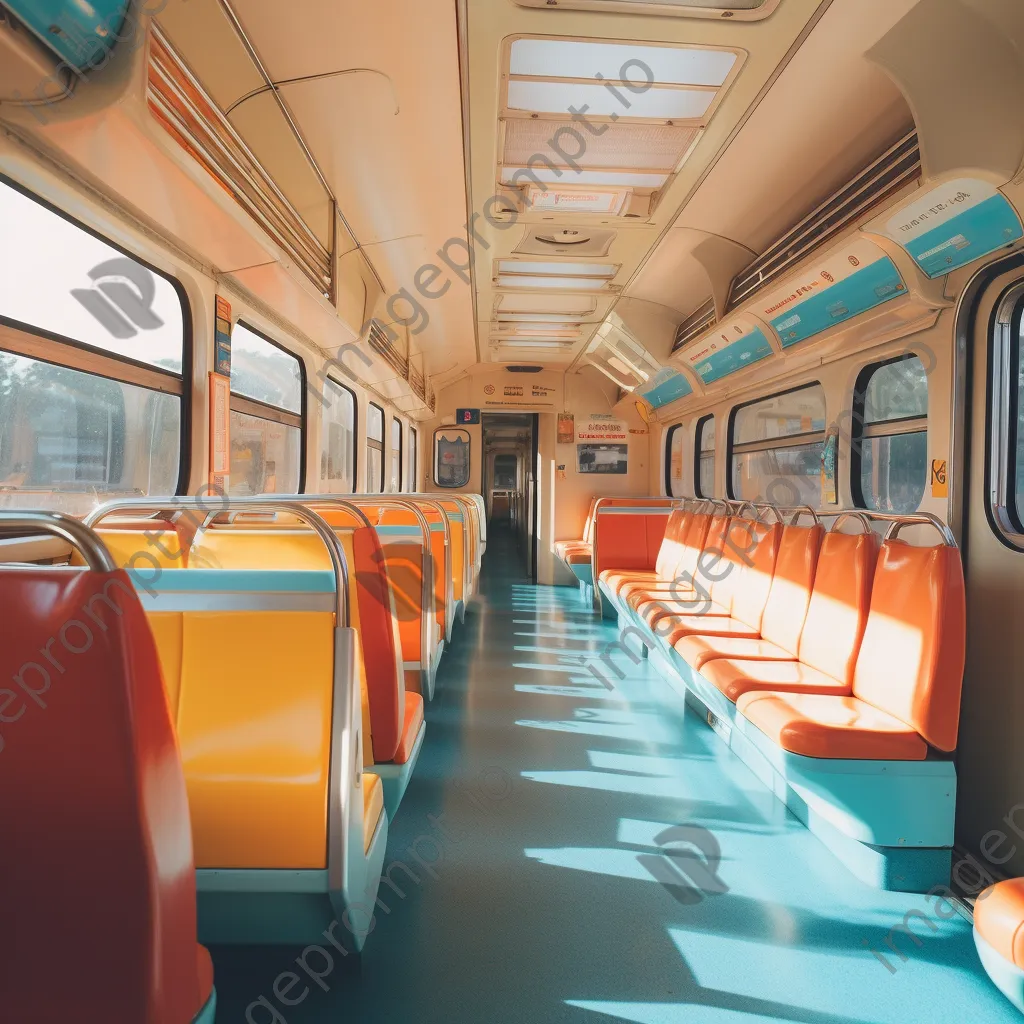 Empty train carriage interior bathed in morning light - Image 3