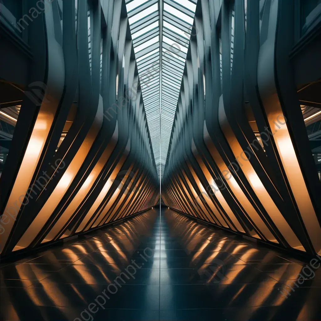 Symmetrical futuristic architecture with geometric patterns - Image 2