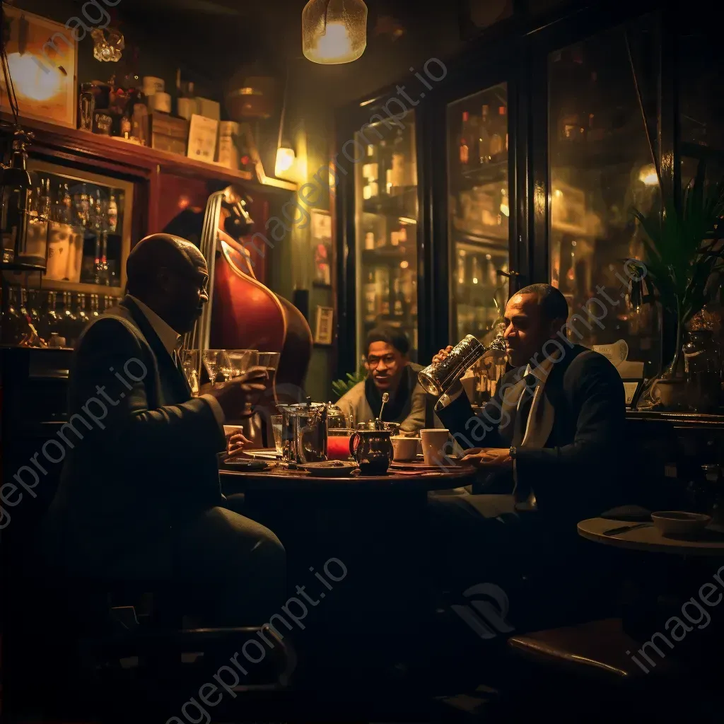 Cozy jazz bar with live music and patrons - Image 2