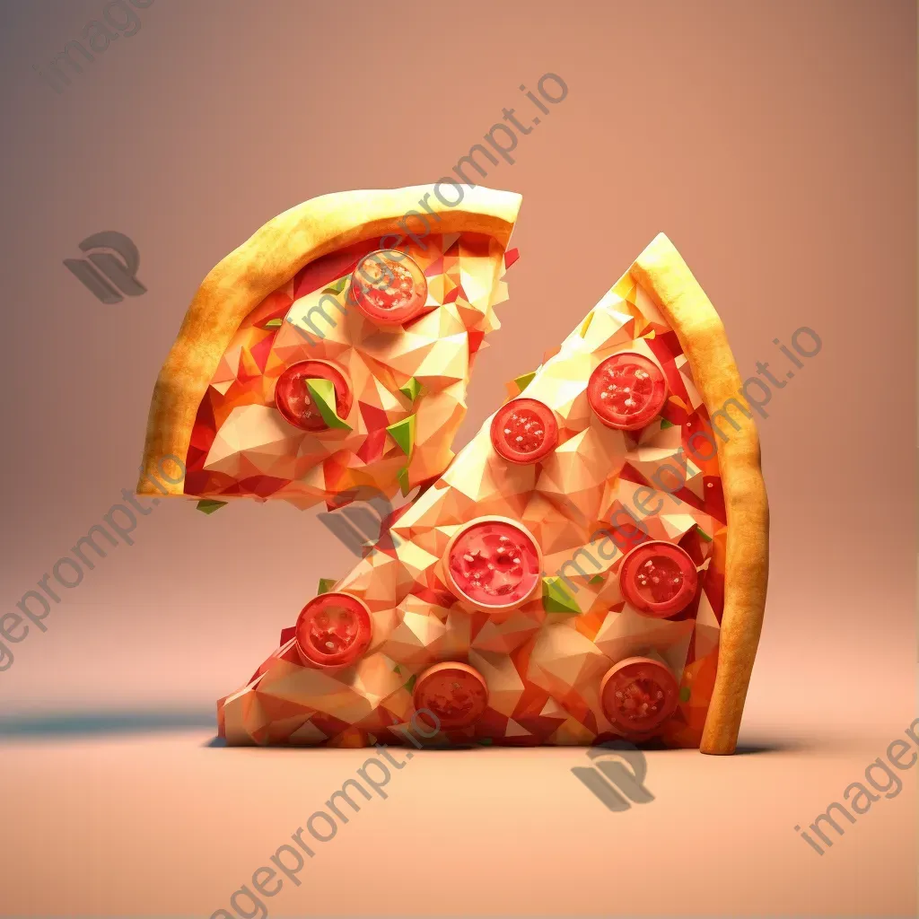 Gourmet pizza slices in low poly style with Italian Futurist elements - Image 1