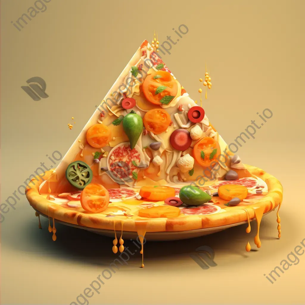 Gourmet pizza slices in low poly style with Italian Futurist elements - Image 2