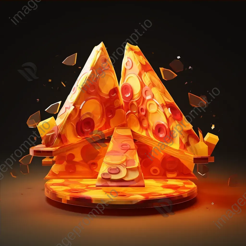 Gourmet pizza slices in low poly style with Italian Futurist elements - Image 4