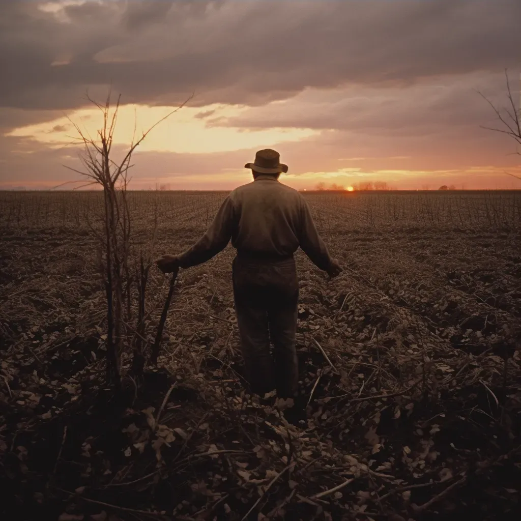 Strong farmer in sunset field - Image 3