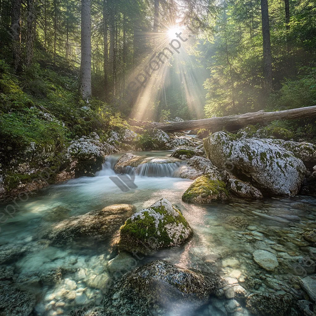 Clear spring water bubbling over stones in a wooded setting - Image 3