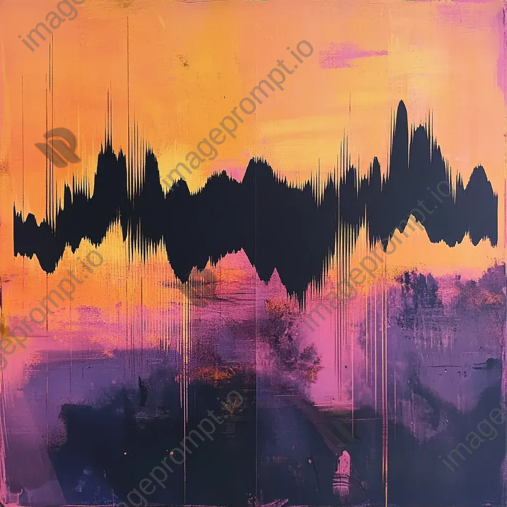 Digital art depicting intricate patterns of rhythm and frequency in the silhouette of sound waves - Image 1