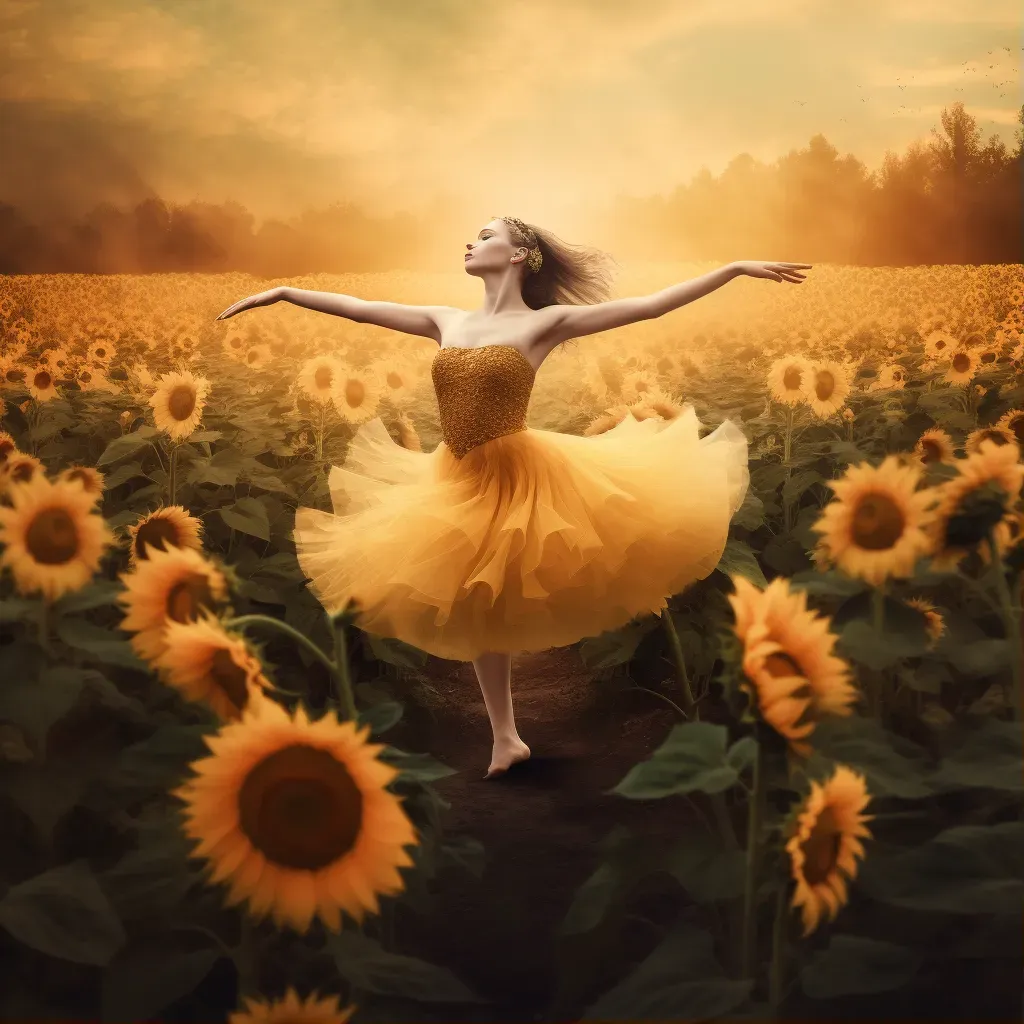 Ballerina dance sunflower field - Image 1