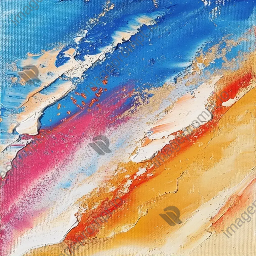 Abstract depiction of a summer beach scene with vibrant colors and sand-like textures - Image 2