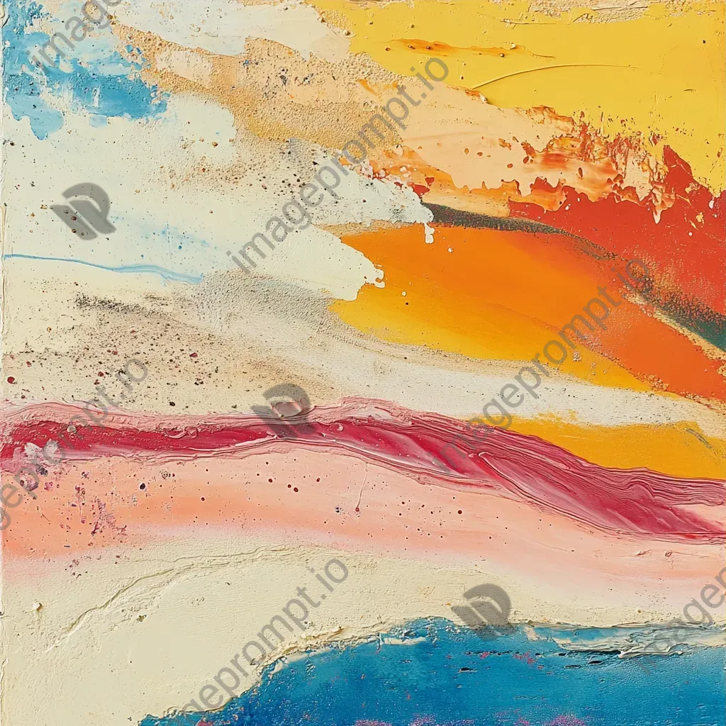 Abstract depiction of a summer beach scene with vibrant colors and sand-like textures - Image 3