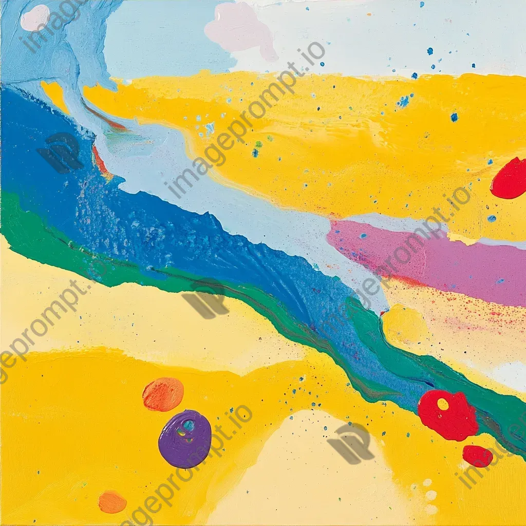 Abstract depiction of a summer beach scene with vibrant colors and sand-like textures - Image 4