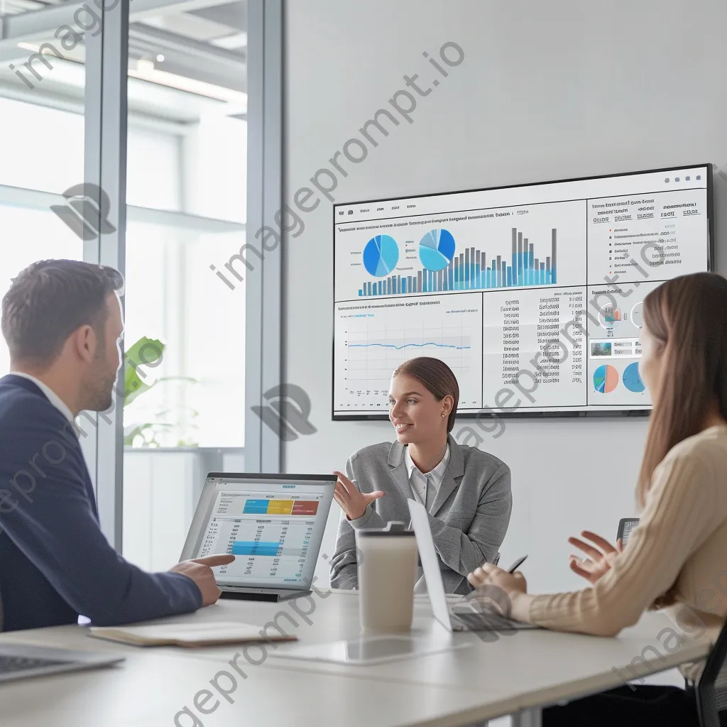 Customer support agents in discussion during a team meeting - Image 2