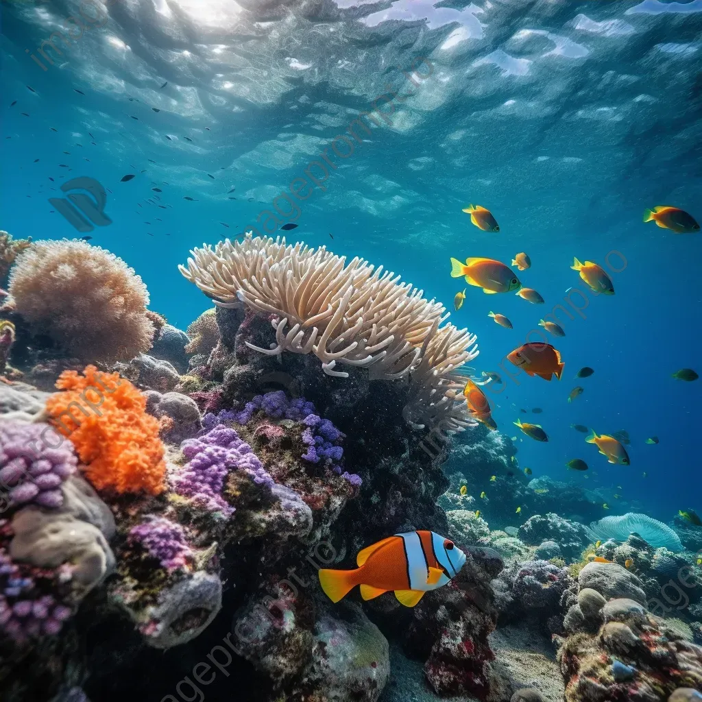 Lively coral reef with clownfish and sea urchins, captured with a Panasonic Lumix GH5. - Image 4