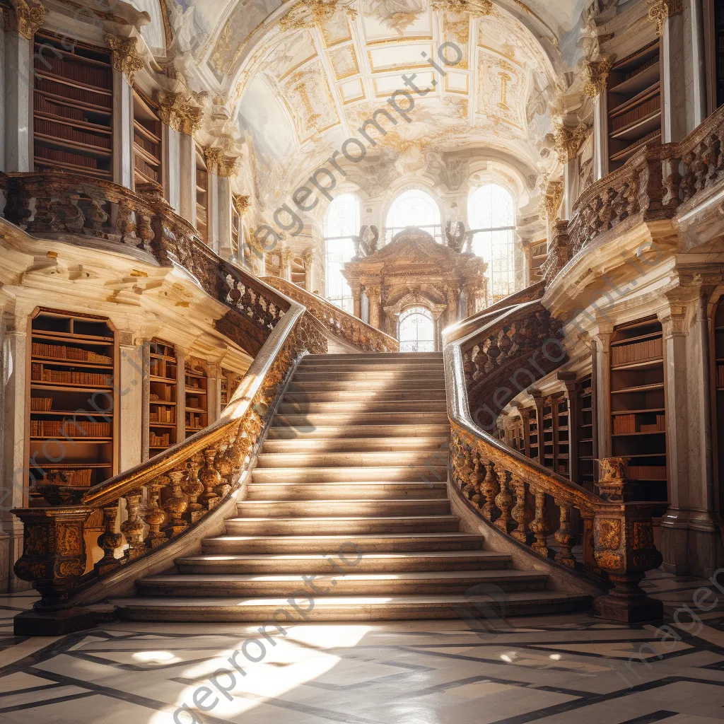 A marble staircase leading to a sunlit atrium in a historic library. - Image 4