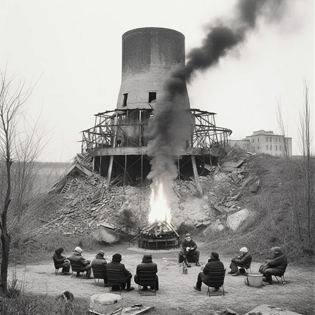 Meeting place in the underworld with spirits gathered around a fire - Image 2