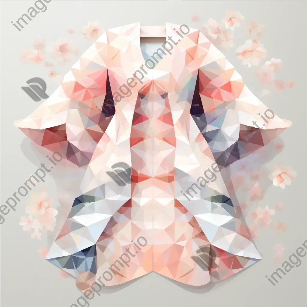 Traditional kimono in pastel colors, portrayed in low poly style - Image 4