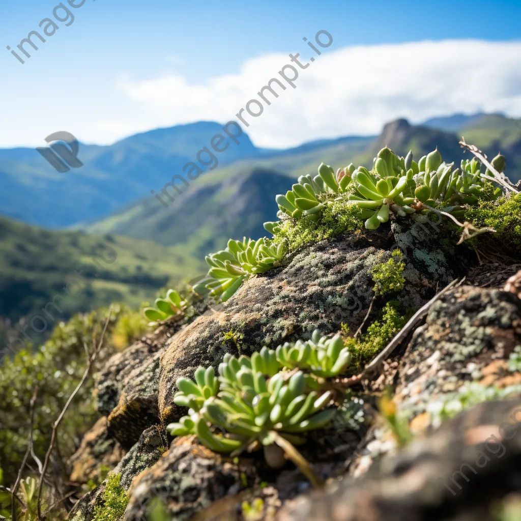 Close-up of greenery on a rocky mountain ridge - Image 1